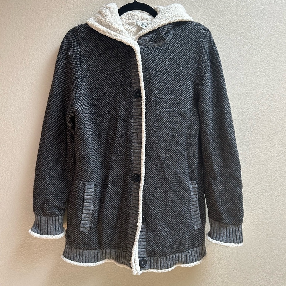 LL Bean Hooded Sherpa-Lined Cardigan Jacket - Women’s Size Large